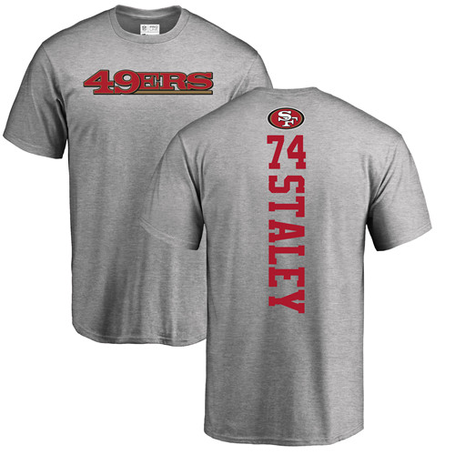 Men San Francisco 49ers Ash Joe Staley Backer #74 NFL T Shirt